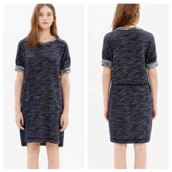 Madewell Dresses & Skirts - Madewell Navy Knit Short Sleeve Sweater Mini Dress 100% Cotton Women’s Medium
